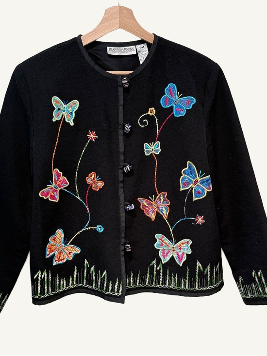 Draper’s & Damon’s Jackets & Blazers - Drapers & Damons Embroidered Butterfly Jacket Petite M Cotton